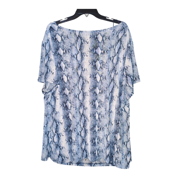 Jaclyn Smith Women's Blue Snake Print Cowl neckline blouse - Picture 3 of 4